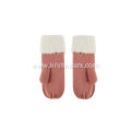 Girl's Knitted Cable Fleece Opening Mitten Gloves